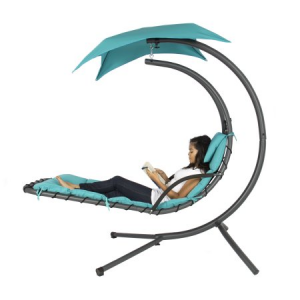 Hanging Chaise Lounger Chair Arc Stand Air Porch Swing Hammock Chair Canopy Teal For $124.99 (Walmart.com)