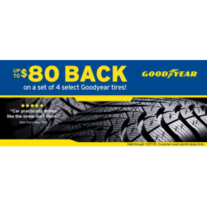 Get Up to $80 CashBack on A Set Of 4 Goodyear tires At tirebuyer.com