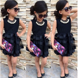 Hot Baby Kids Girls Black Wedding Princess Skirt Summer Solid Party Tulle Dress For $7.49 (Ebay.com)