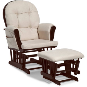 Storkcraft Bowback Glider Rocker and Ottoman Beige Cushions Espresso Finish For $146.66 (Walmart.com)