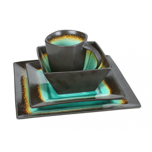 Grab Earthtone Square 16 Piece Dinnerware Set For $49.99 At LivingSocial.com