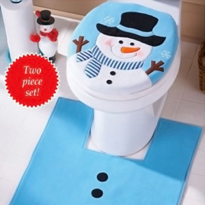 Grab Set 2pcs Snowman Toilet Seat Cover Rug Bathroom Set Just For $4.45 At Ebay.com