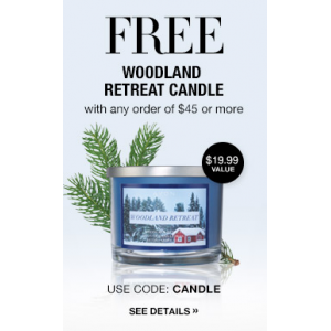 Get Free Woodland Retreat Candle With Any Order Of $45 or More At Avon.com