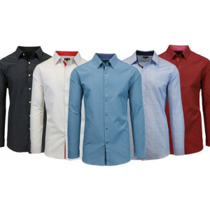 Grab Men's Slim Fit Solid and Printed Long Sleeve Shirts For $11.99 At Groupon.com