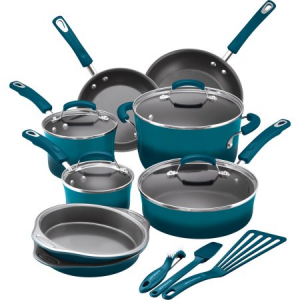 Grab Rachael Ray 15 Piece Hard Enamel Nonstick Cookware Set For $99.99 At Walmart.com