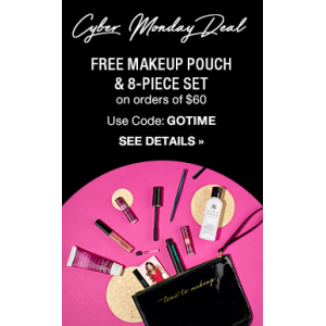 Cyber Monday Deal : Get Makeup Pouch & 8-Piece Essential Makeup Set free with your $60  At Avon.com