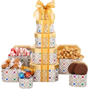 Grab Chocolate, Candy & Popcorn filled Alder Creek Holiday Gift Basket Gold Tower For $11.98 At Walmart.com