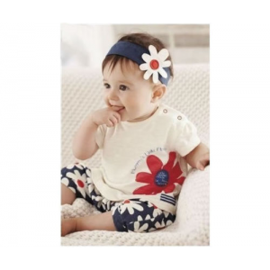 3pcs Baby Girl Kid T shirt Headband+Top + Pants Shorts Flower Outfit Clothing Sets For $8.99 At Ebay.com