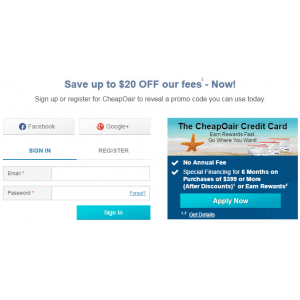 Get up to $20 OFF on Sign Up With CheapOair.com