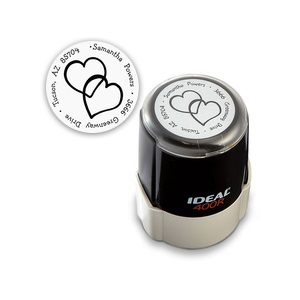 Double Hearts Self Inking Round Personalized Name And Address Stamper For $24.95 At CurrentLabels.com