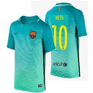 2016 Messi #10 Barcelona Away Jersey & Shorts for Kids and Youths Color Green $32.99 At Amazon.com