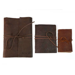 Monogrammed Rustic Leather-Bound Journal or Ring Binder At $9.99