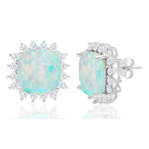 4.00 CTW Genuine Opal Princess Cut Halo Stud Earrings At  $8.99 (group on)