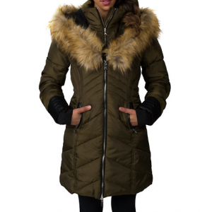 JSH  Long Chevron Quilt W Ext Faux Fur Hood At  $69.00 (jimmy jazz)