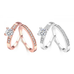 18K Gold Pave Swarovski Elements Ring 2-Piece Set (2 Colors) At $9.99 (group on)