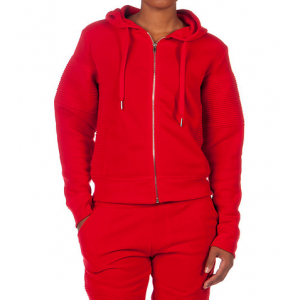 Essentials Fleece Crop Pleated Moto Zip Hoodie  At $19.99 (jimmy jazz)